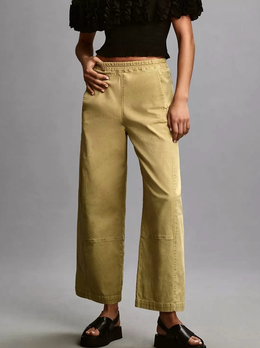 Pilcro Izzie Relaxed Pull-On Barrel Pants Beige